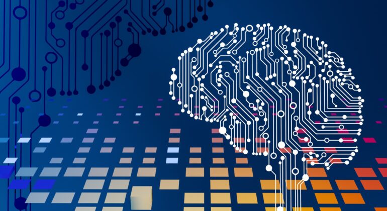 a computer circuit board with a brain on it