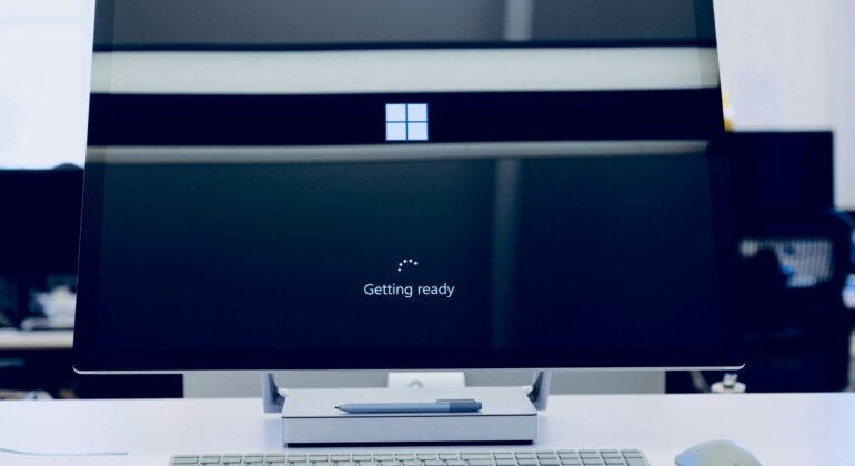 flat screen computer monitor turned on