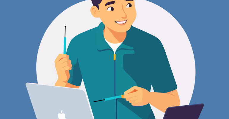 Free man laptop computer vector