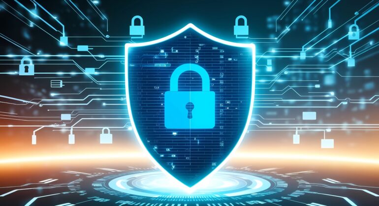 Free ai generated cybersecurity digital shield illustration