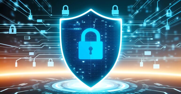 Free ai generated cybersecurity digital shield illustration